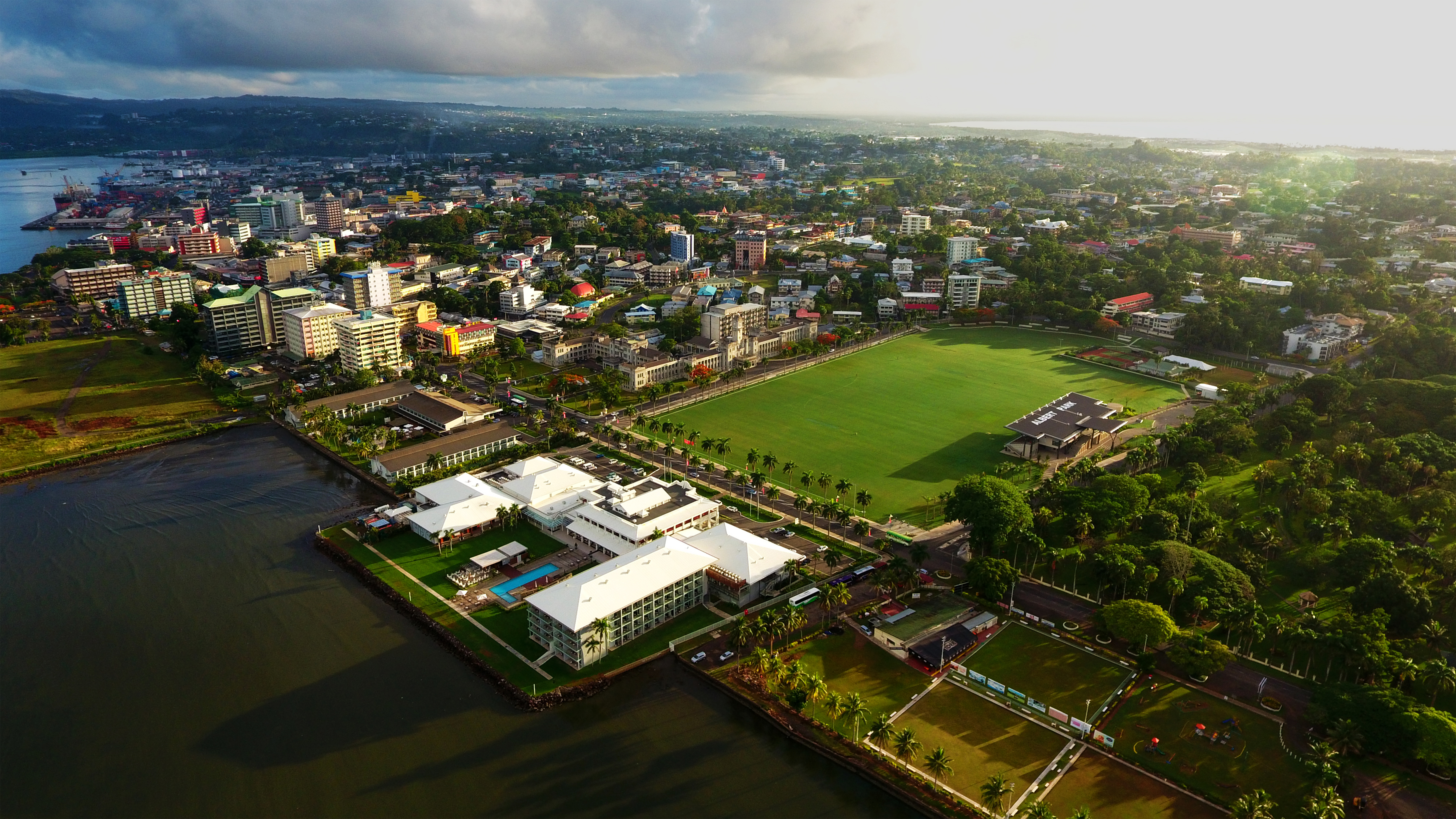 Pemandangan udara kota Suva, Fiji
